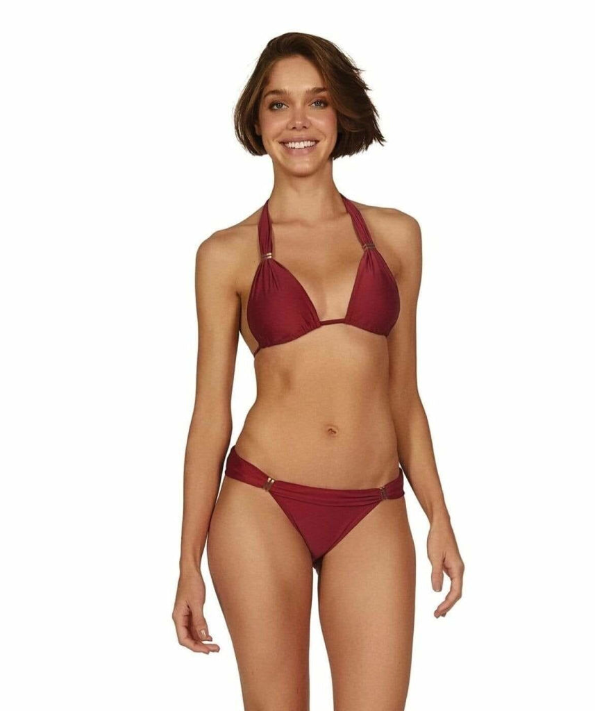 Fuller Bust Icon Maroon Underwired Halter Bikini Top, D-GG Cup