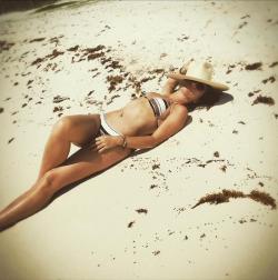 REBECCA GAYHEART TAKES TO THE BEACH WEARING THE VIX SWIMWEAR THAI TRIANGLE BIKINI!