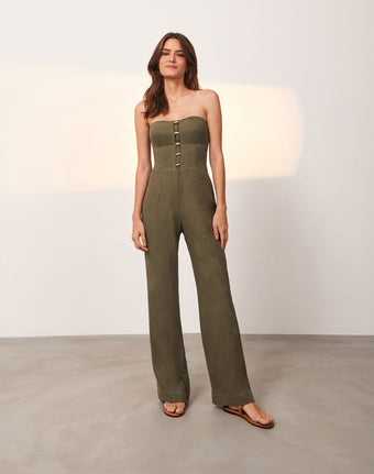 Emilia Strapless Jumpsuit - Evergreen