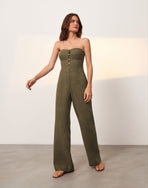 Emilia Strapless Jumpsuit - Evergreen XS