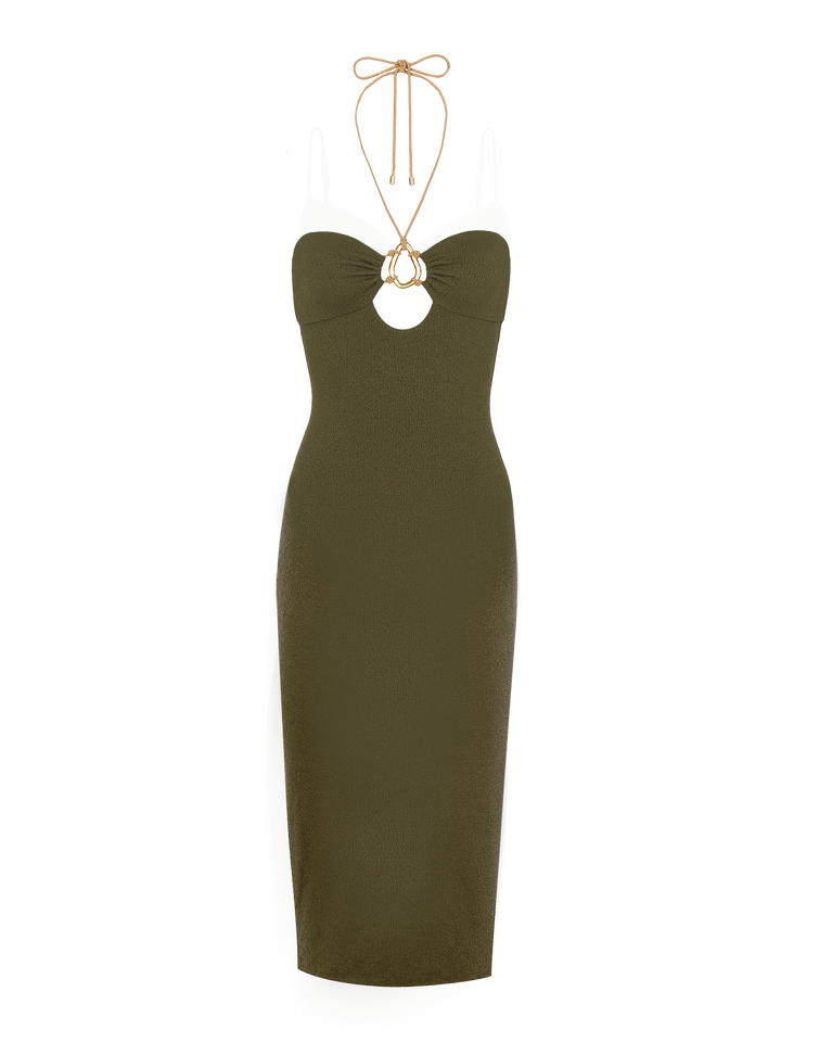 Firenze Adalia Detail Midi Dress - Evergreen