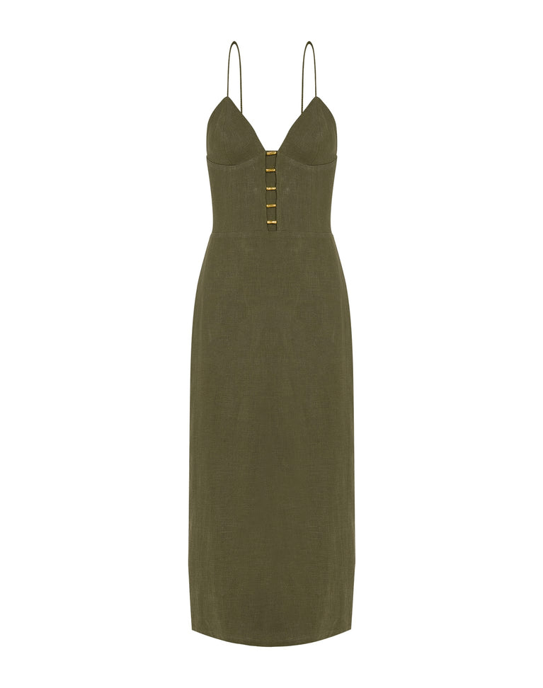 Janet Midi Dress - Evergreen XS