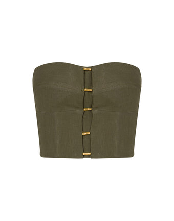 Emilia Strapless Top - Evergreen