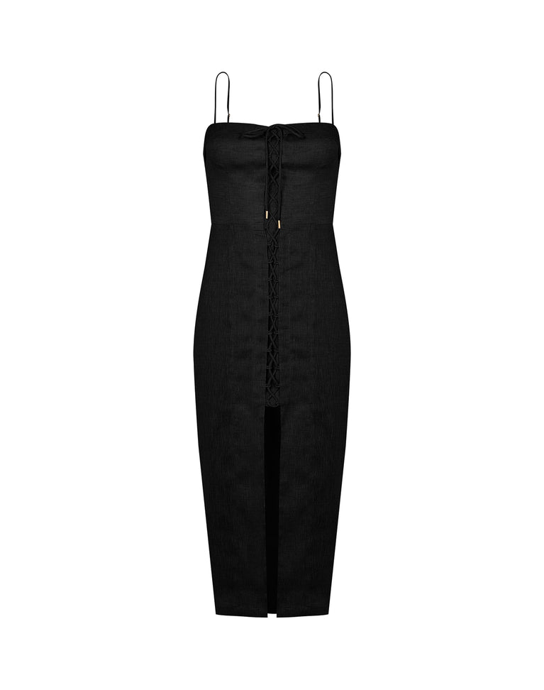 Rubia Midi Dress - Black XS