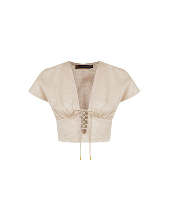 Saskia Short Sleeve Blouse - Natural