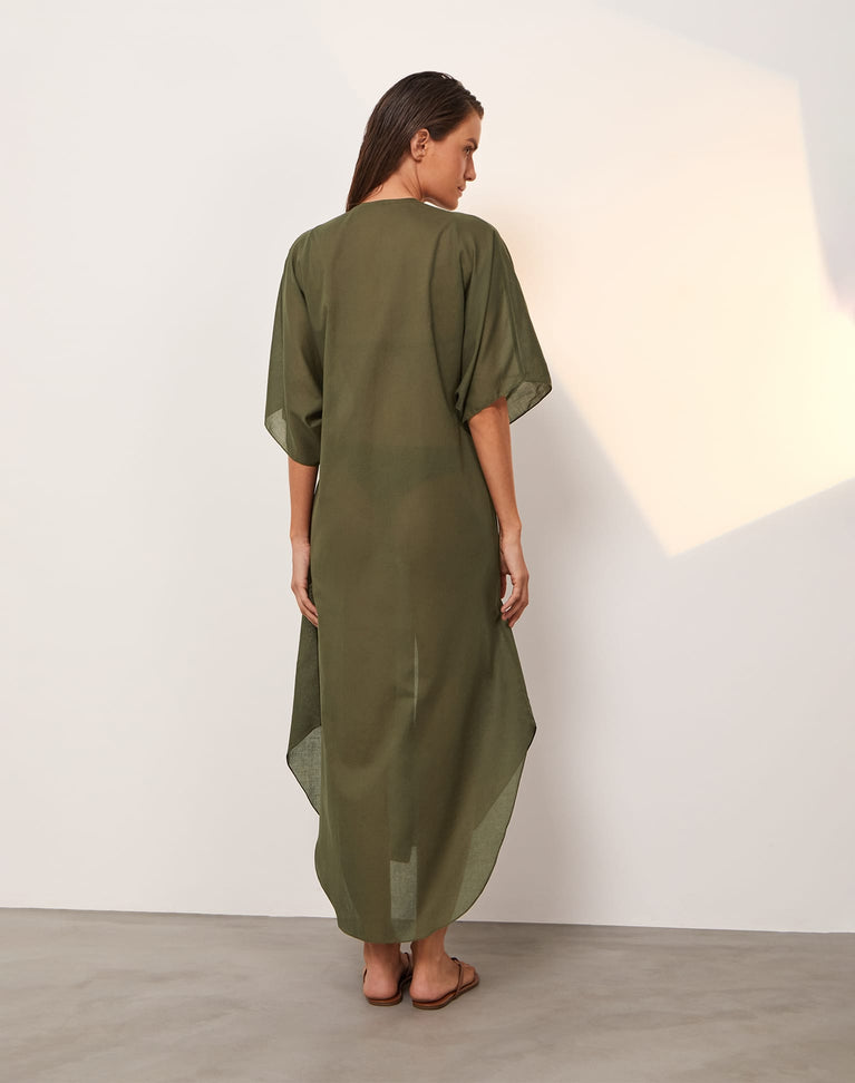 Braid Long Caftan - Evergreen