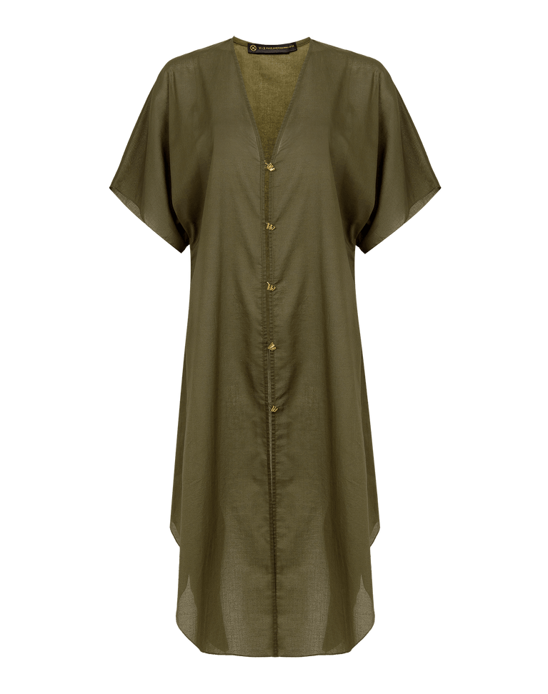 Braid Long Caftan - Evergreen