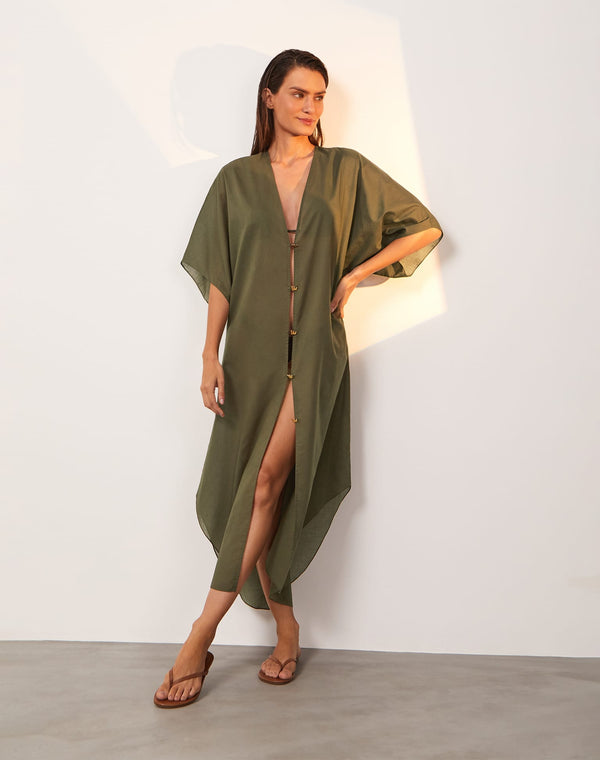 Braid Long Caftan - Evergreen