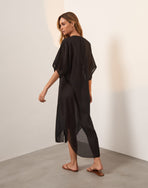 Braid Long Caftan - Black