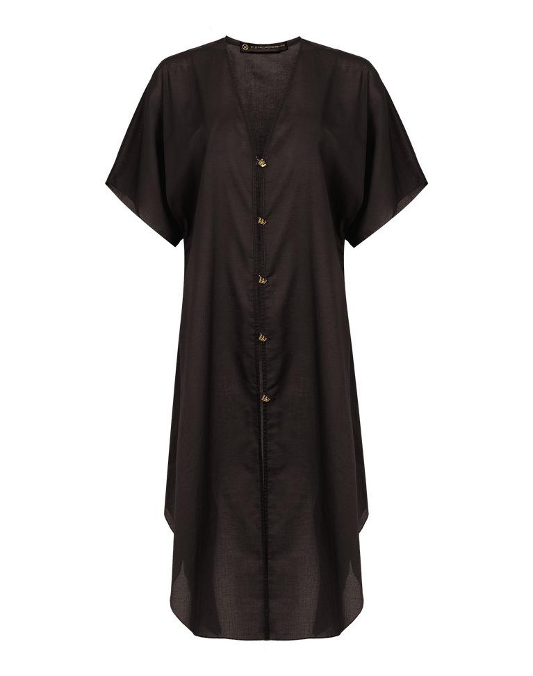 Braid Long Caftan - Black