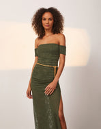 Brine Detail Long Dress - Evergreen