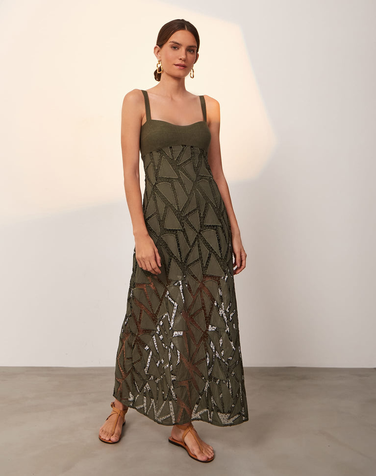 Eleni Long Dress - Evergreen