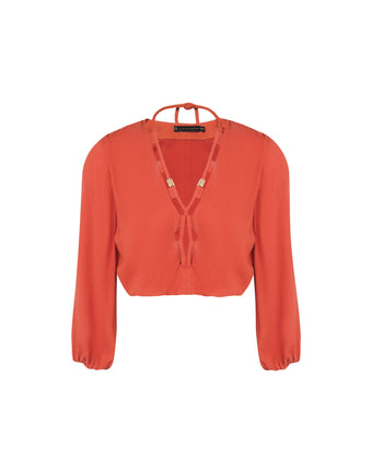 Ino Long Sleeve Blouse (exchange only) - Brick