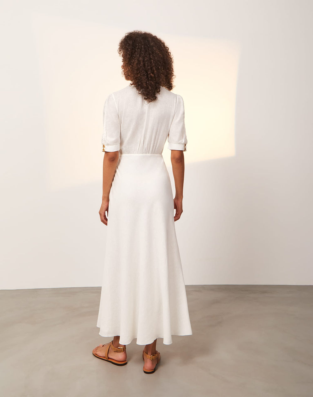 Irida Detail Midi Dress - Off White