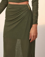 Amira Detail Long Skirt - Evergreen