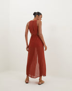 Dasha Detail Long Dress - Redwood