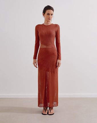 Nora Long Dress (exchange only) - Brick