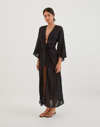 Perola Long Caftan - Black