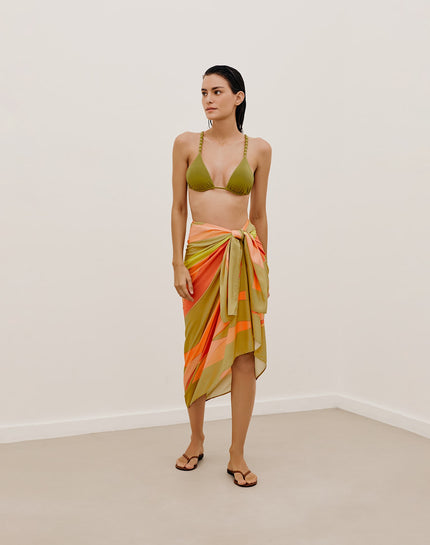 Olive Bubble Textured Tie Side Beach Sarong