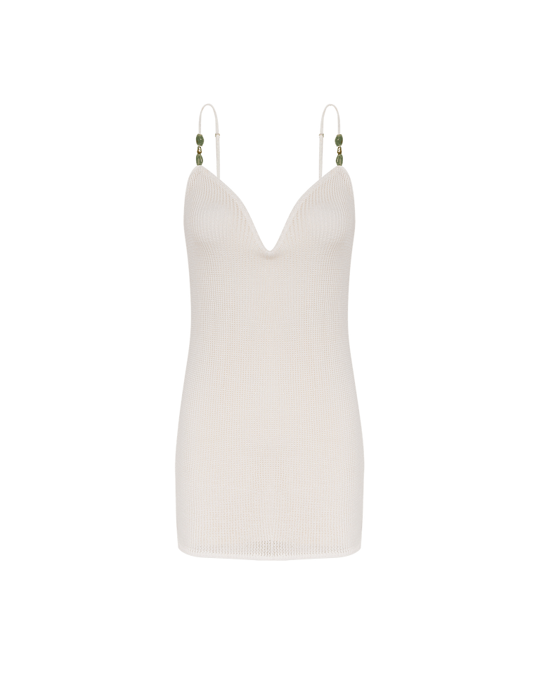 Knit Stone Short Dress - Off White XS