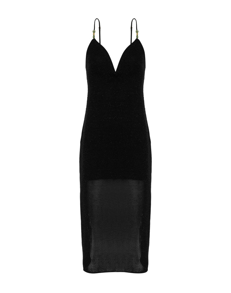 Knit Stone Midi Dress - Black XS