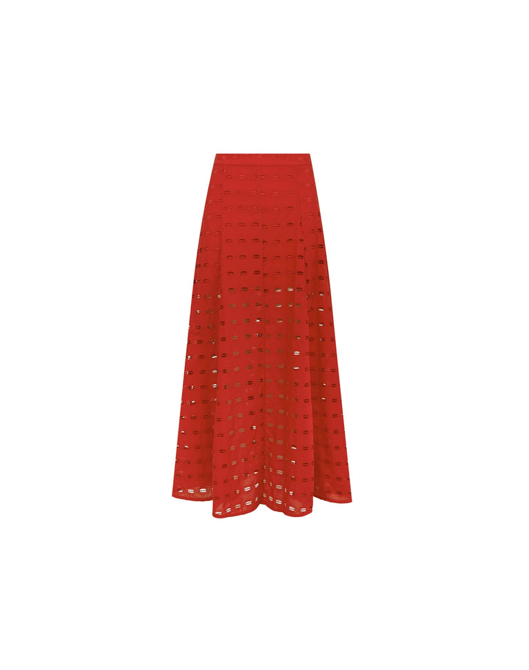 Eyelet Bea Maxi Skirt - Ruby XS