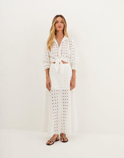 Eyelet Bea Maxi Skirt - Off White - Eyelet Bea Maxi Skirt - Off White XS