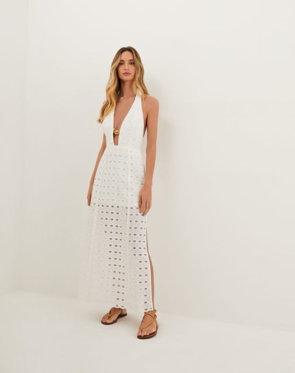 Eyelet Maryse Long Dress - Off White - Eyelet Maryse Long Dress - Off White XS