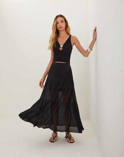 Knit Maira Long Skirt - Black - Knit Maira Long Skirt - Black XS