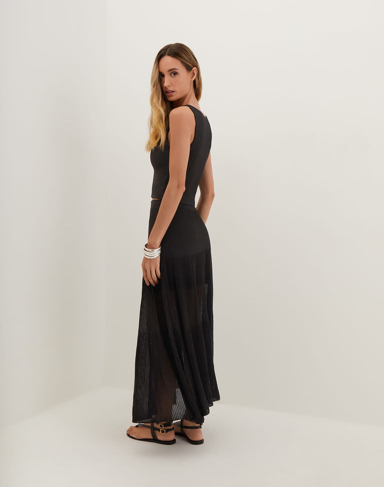 Knit Maira Long Skirt - Black XS