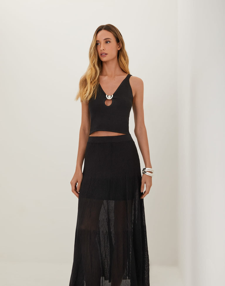 Knit Maira Long Skirt - Black XS