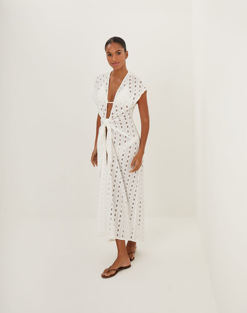 Eyelet Sasha Long Cover Up - Off White XS