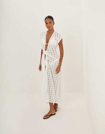 Eyelet Sasha Long Cover Up - Off White