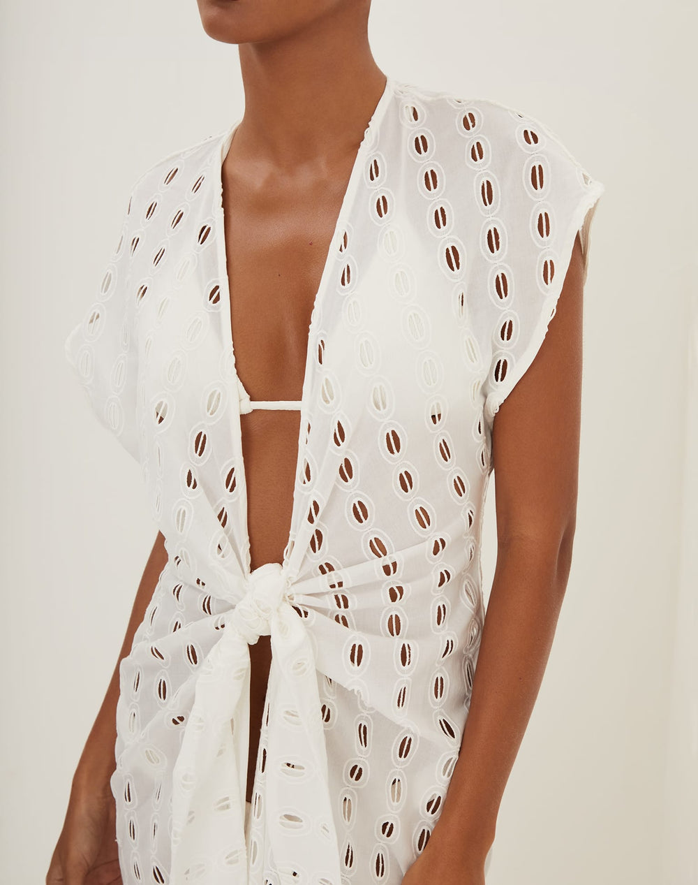 Eyelet Sasha Long Cover Up - Off White XS