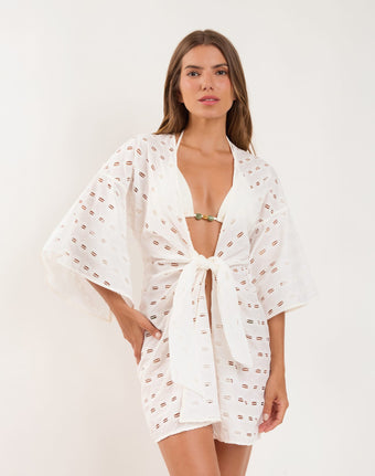 Eyelet Perola Short Cover Up - Off White