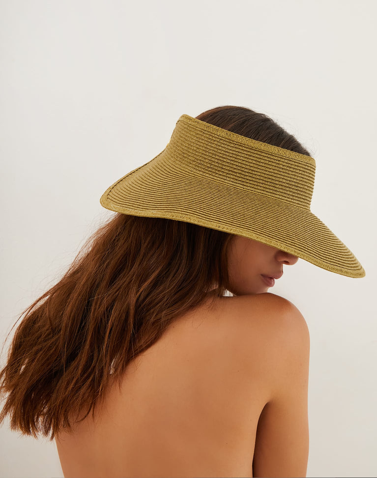 Straw Visor - Green O/S