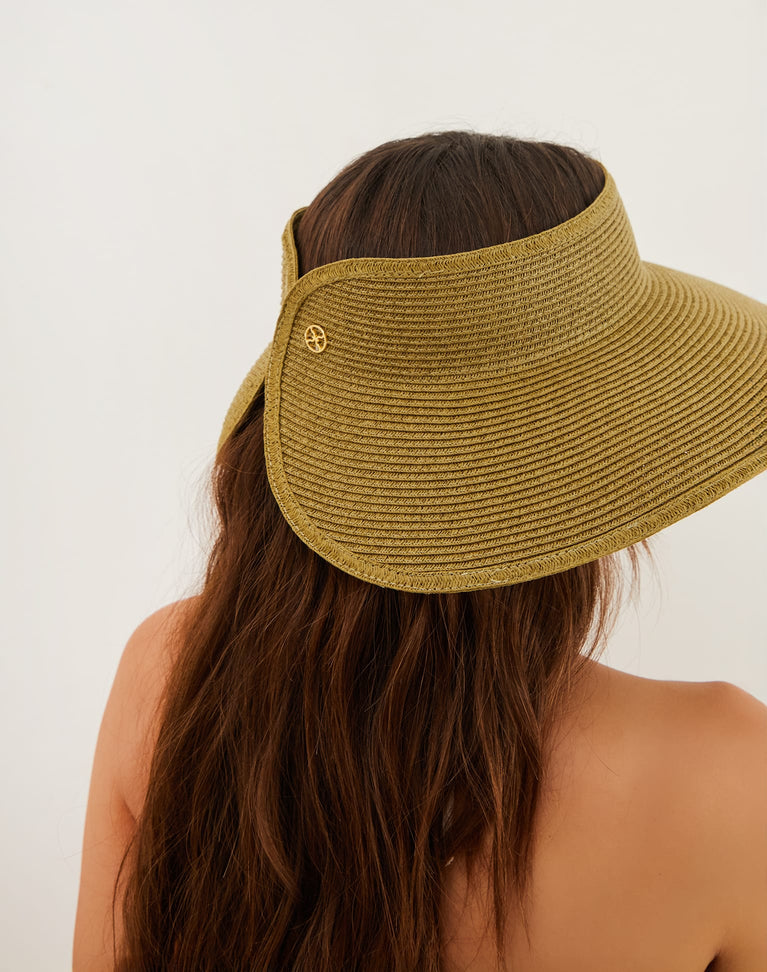 Straw Visor - Green O/S