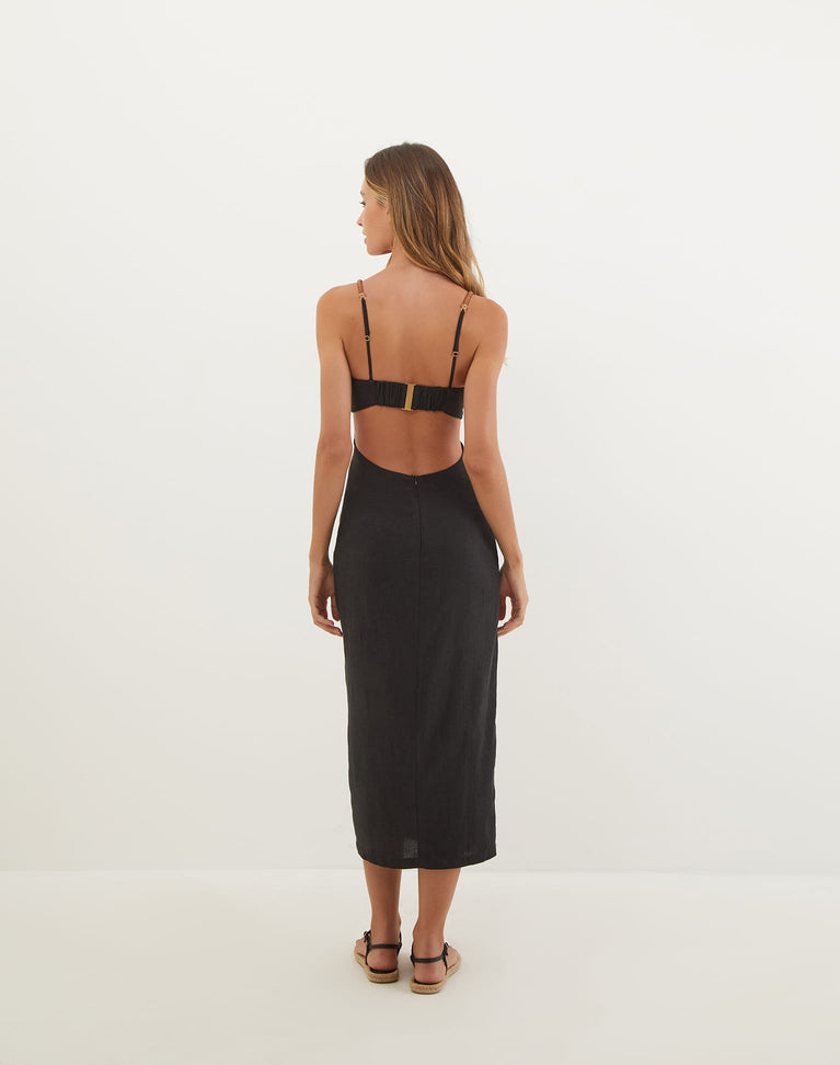 Mira Midi Dress - Black XS