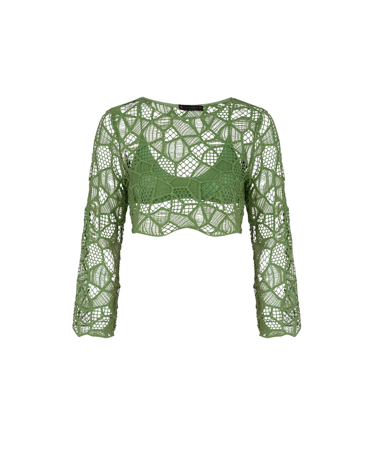 Hollie Long Sleeve Blouse - Aloe XS