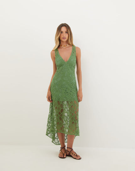 Hollie Midi Dress - Aloe - Hollie Midi Dress - Aloe XS