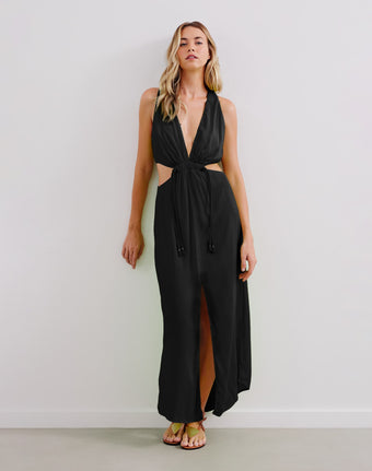 Nayara Detail Long Dress - Black