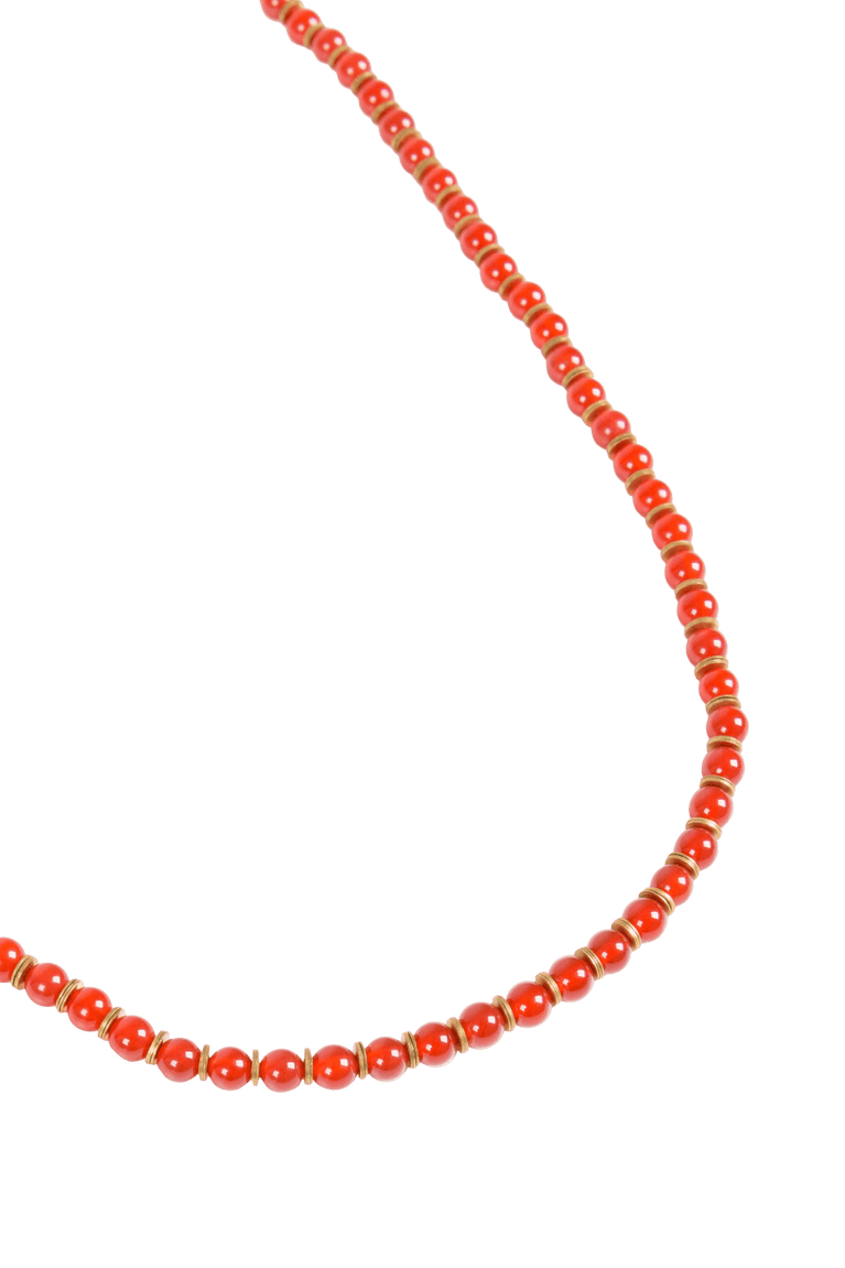 Long Beaded Necklace - Red