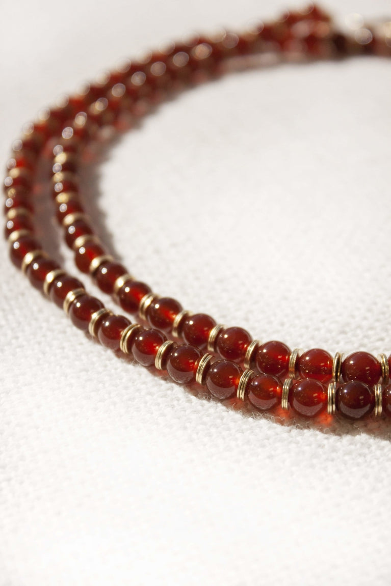 Long Beaded Necklace - Red